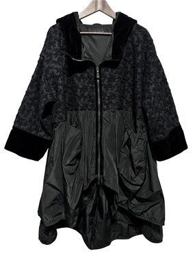 L-NK Hooded Cocoon Jacket Avant Garde Lagenlook Gothic Art Wear